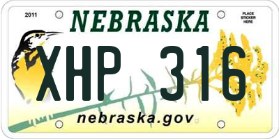 NE license plate XHP316