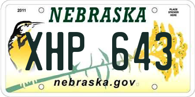NE license plate XHP643