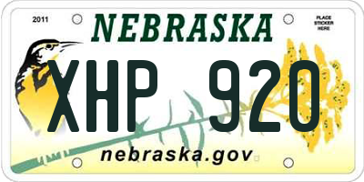 NE license plate XHP920