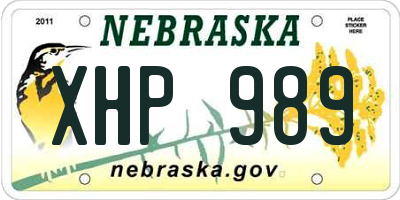 NE license plate XHP989
