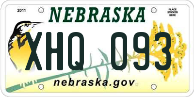 NE license plate XHQ093
