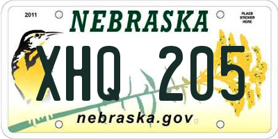 NE license plate XHQ205