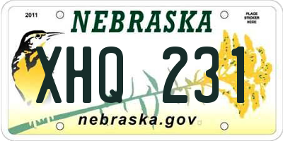 NE license plate XHQ231