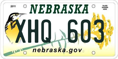 NE license plate XHQ603