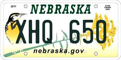 NE license plate XHQ650