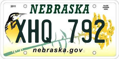 NE license plate XHQ792