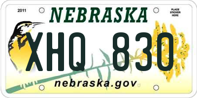 NE license plate XHQ830