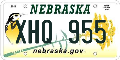 NE license plate XHQ955