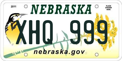 NE license plate XHQ999