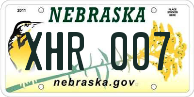NE license plate XHR007