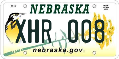 NE license plate XHR008