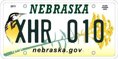 NE license plate XHR010