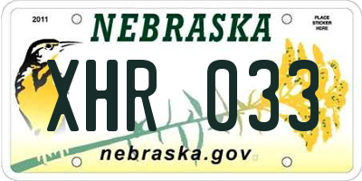 NE license plate XHR033