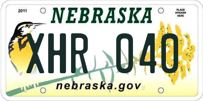 NE license plate XHR040