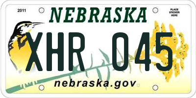 NE license plate XHR045