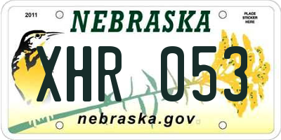 NE license plate XHR053