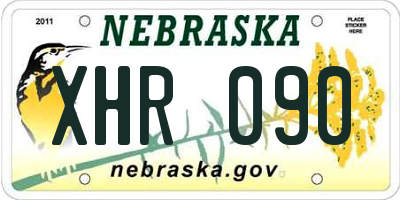 NE license plate XHR090