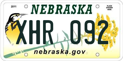 NE license plate XHR092
