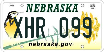 NE license plate XHR099