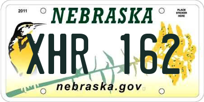 NE license plate XHR162