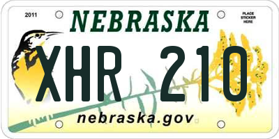 NE license plate XHR210