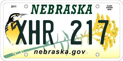 NE license plate XHR217