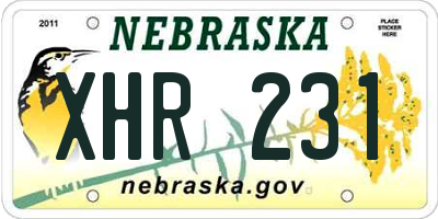 NE license plate XHR231