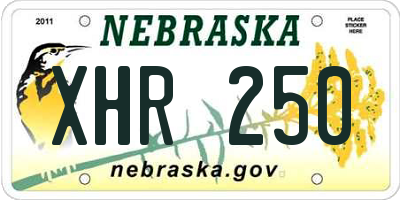 NE license plate XHR250