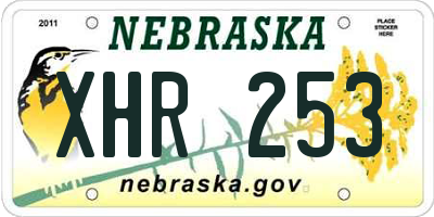 NE license plate XHR253