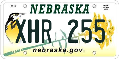 NE license plate XHR255