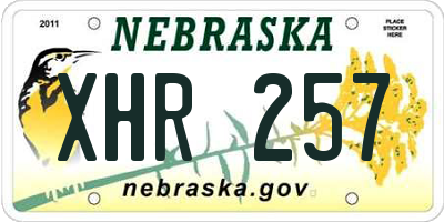 NE license plate XHR257