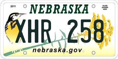 NE license plate XHR258