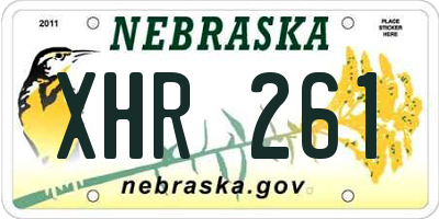NE license plate XHR261