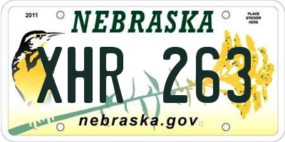 NE license plate XHR263