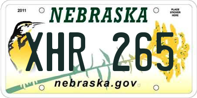 NE license plate XHR265