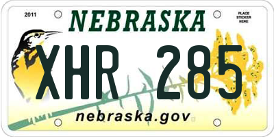 NE license plate XHR285