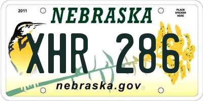NE license plate XHR286
