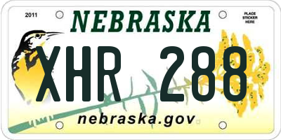 NE license plate XHR288