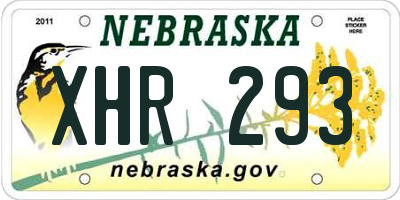 NE license plate XHR293