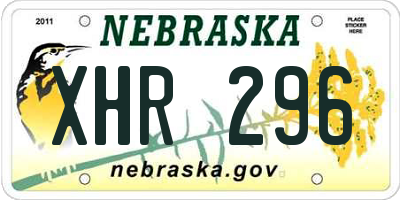NE license plate XHR296