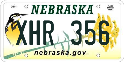 NE license plate XHR356