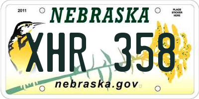 NE license plate XHR358