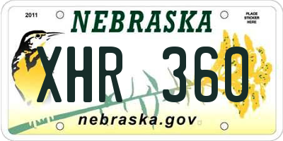 NE license plate XHR360