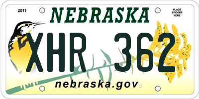 NE license plate XHR362