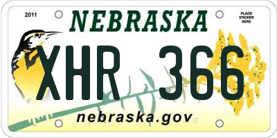 NE license plate XHR366