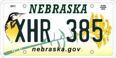 NE license plate XHR385