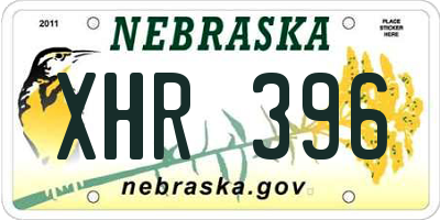 NE license plate XHR396