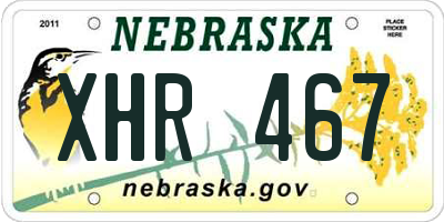 NE license plate XHR467