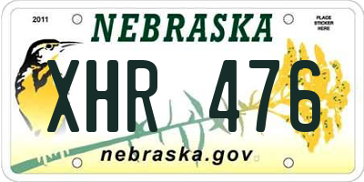 NE license plate XHR476