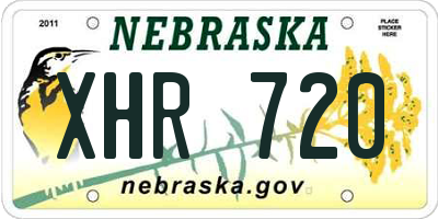 NE license plate XHR720